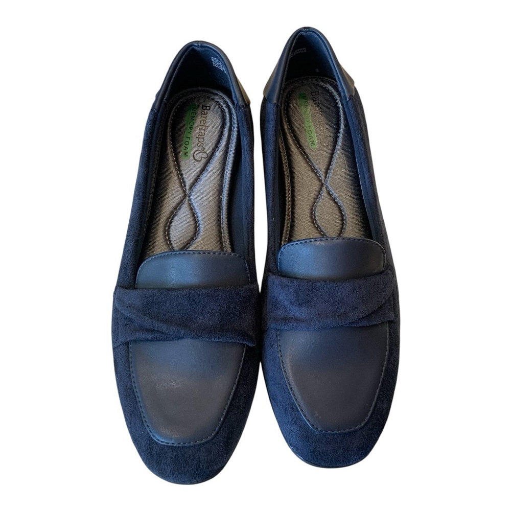 Baretraps Faux Suede Navy Loafers Slip Ons Memory Foam Juliya Shoe Size 7.5